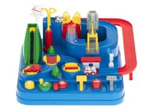 Jucarie de plus pentru copii cu piste si masinute colorate, set interactiv pentru joaca in casa si exterior.