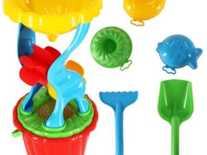 MARIOINEX Găleată pentru nisip cu accesorii lopată polizor - Un set de accesorii colorate pentru joaca cu nisip pentru a face mai plăcută orice ședere la plajă sau în groapa de nisip. Accesoriile pot crea tot felul de lucruri interesante din nisip. Joaca în nisip este o distracție fantastică! Material: plastic.