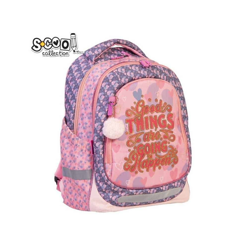 41 cm - S-COOL - - Ghiozdanul are: trei compartimente (compartiment principal