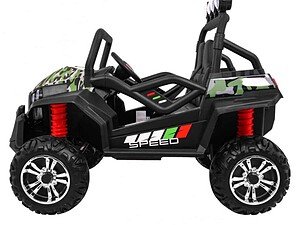 Mașinuță electrică pentru copii cu design sport, ideal pentru joacă în aer liber.