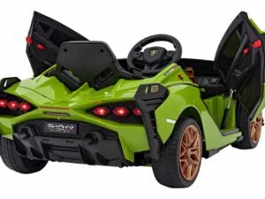 Mașinuță electrică pentru copii, model Lamborghini, neagră și verde, jucărie pentru fetițe și băieți.