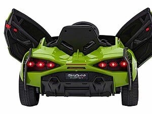 Mașină electrică pentru copii Lamborghini, model sport, culoare verde, jucărie de exterior sigură.