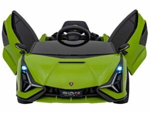 Mașinuță electrică pentru copii, stil super sport, culoare verde lime, ideală pentru joacă și aventură.