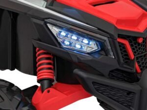 Jucarie de camion pentru copii cu faruri LED și suspensie robustă, perfectă pentru aventuri outdoor.