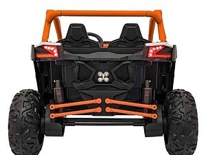 1. Mașină electrică pentru copii cu design sportiv și cauciucuri mari pentru aventură.