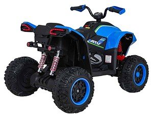 1. Mașină electrică pentru copii, model off-road, cu suspensii și roți mari pentru aventură.