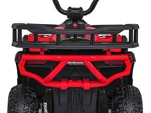 Vehicul electric pentru copii, mașină off-road cu roți mari și suspensie robustă.