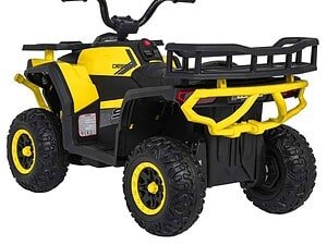 1. Mașinuță electrică pentru copii, model off-road, culoare galbenă și neagră, perfectă pentru aventură.