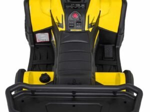 Mașină electrică pentru copii, design robust și sigur pentru joacă în aer liber.