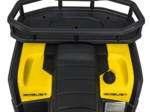 Jucarie pentru copii, mașinuță electrică cu design robust și culori vibrante galben și negru.