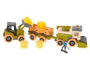 Mini tractori de jucărie pentru copii, tractor ferma cu accesorii și figurine, jucării educative.