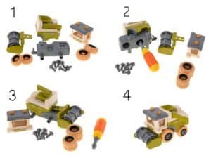 Căsuță de jucării din set de construcție, piese pentru asamblare, jucării educative și creative pentru copii.