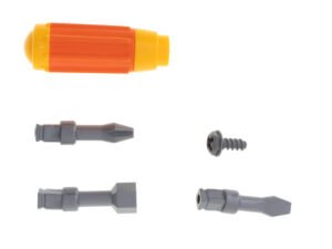 Mini set de jucării pentru construcție din plastic pentru copii, pictate în culori vii.