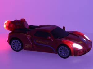 1. Jucărie mașină sport RC roșie cu faruri iluminate, pentru copii dinamici.