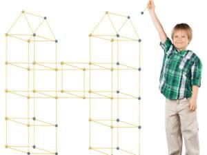 1. Jucarie educativa din lemn pentru copii, model complex cu forme geometrice colorate.