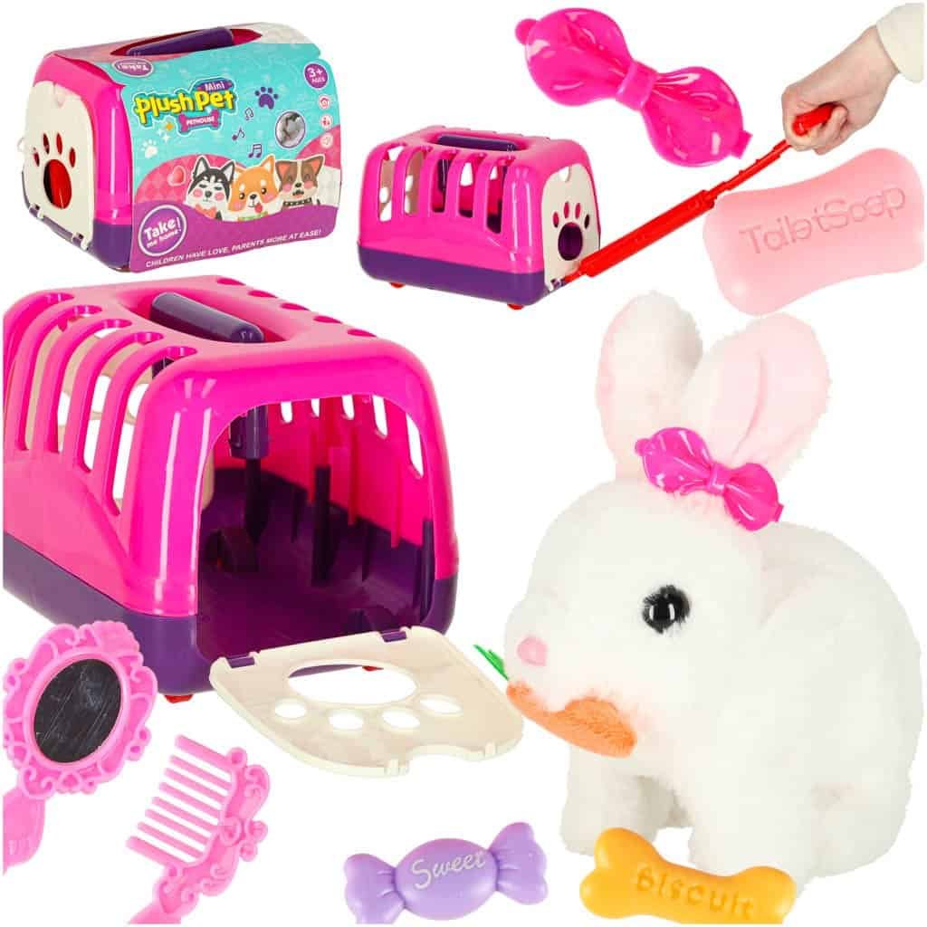 Carotă iepuraș iepuraș de pluș merge mișcă urechile