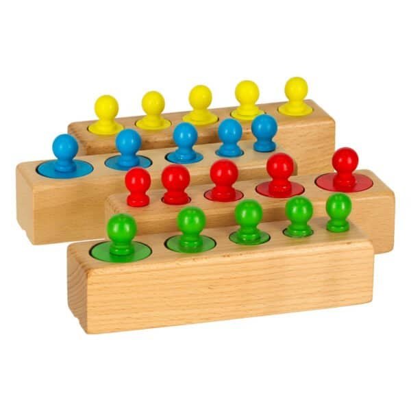 Montessori greutăți cilindrice din lemn Montessori colorate - imagine 2