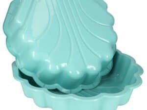 1. Cutie de joc în formă de scoică pentru copii, culoare turcoaz.