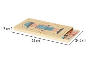 Puzzle din lemn cu personaje pentru copii, 29x24,5 cm, ideal pentru dezvoltarea abilităților.
