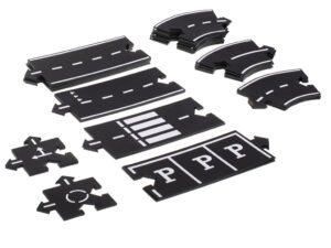 1. Piese de montaj pentru casuta de jucarii, modelele pentru drumuri și indicatoare.