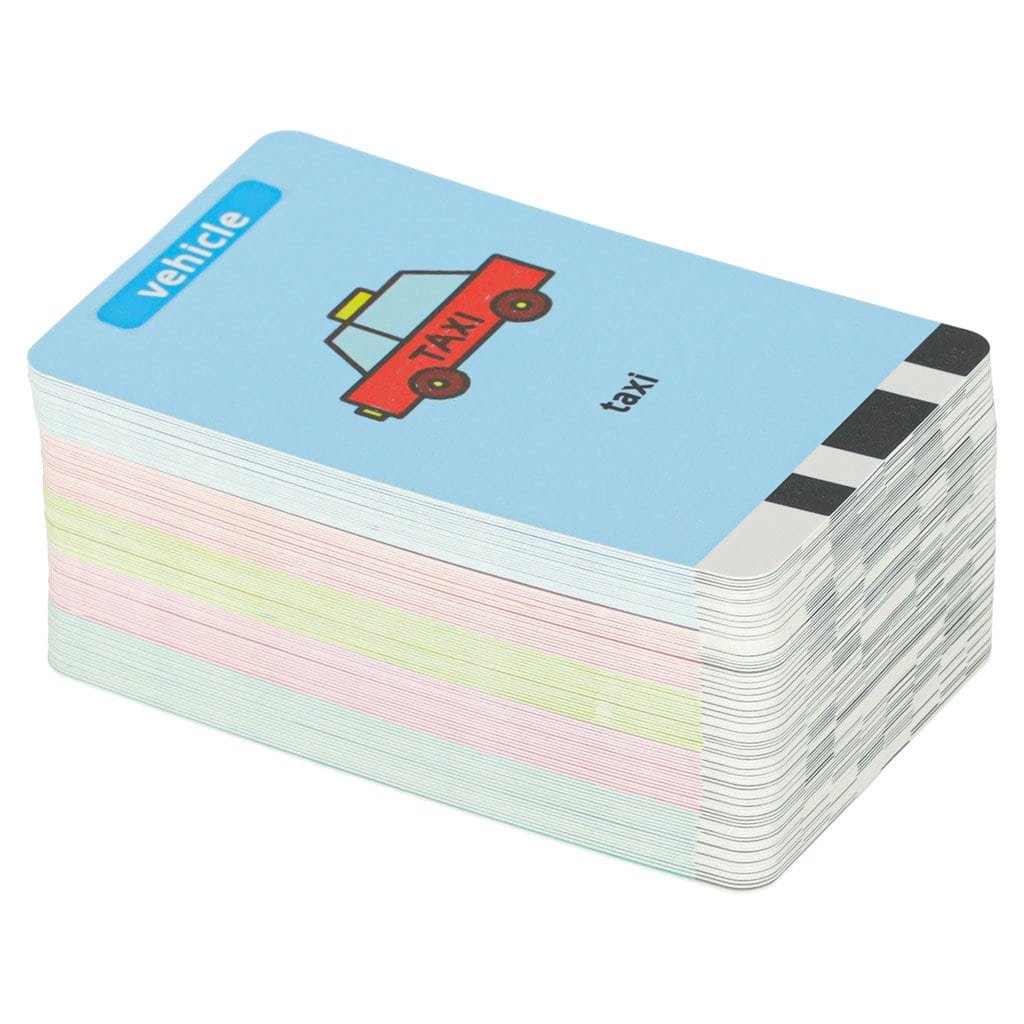 Joc de cărți educaționale, set pentru învățarea lucrurilor despre mașini și vehicule pentru copii.