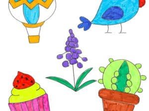 1. Jucarie colorata pentru copii, animalute si obiecte din desen.