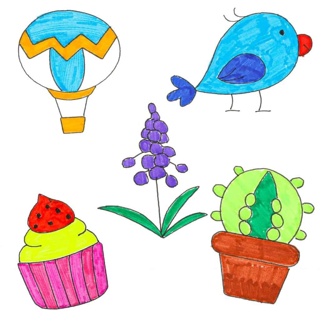 1. Jucarie colorata pentru copii, animalute si obiecte din desen.