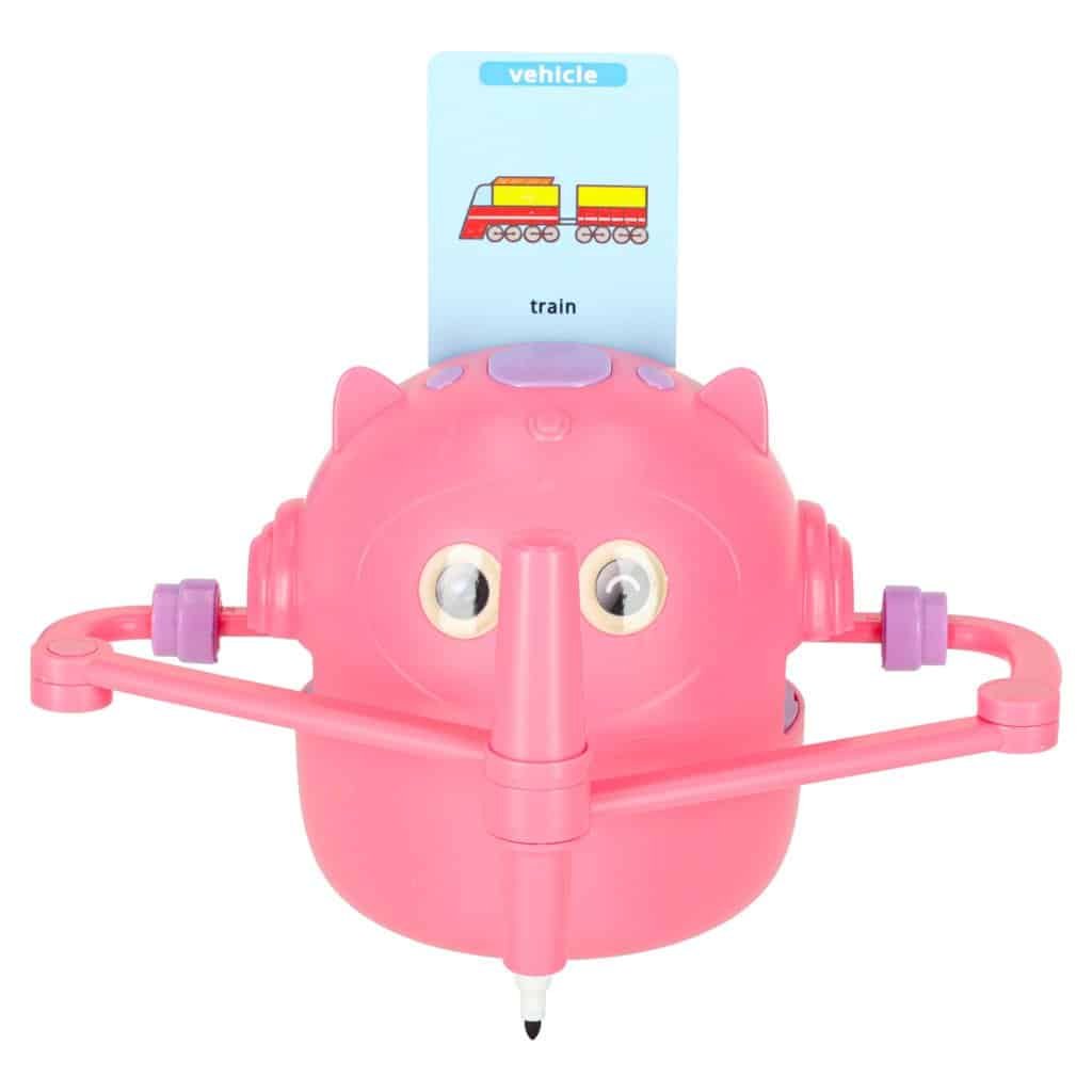 1. Jucarie de pluş tip elefant roz cu roti pentru copii, ideală pentru joacă și dezvoltare.