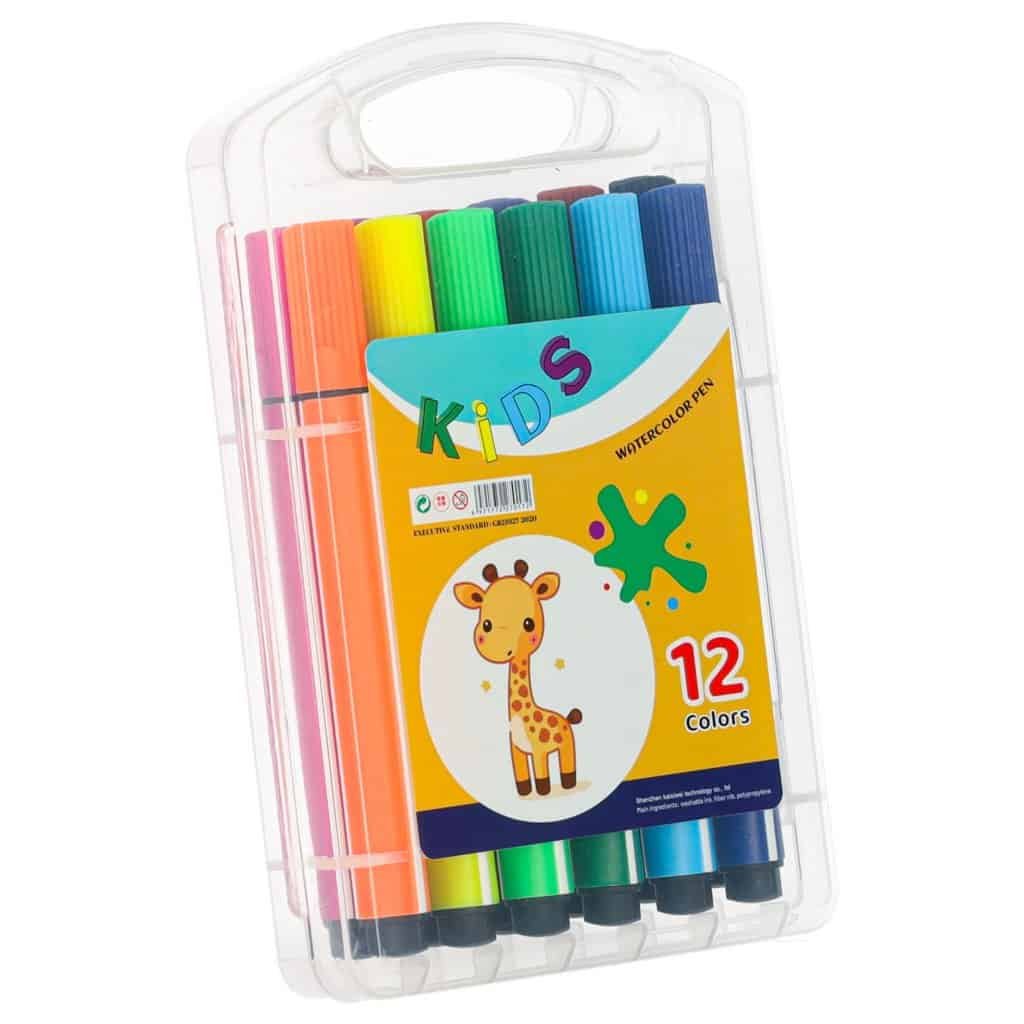 Colorate markere pentru copii, set 12 culori, ideal pentru desen și creație.