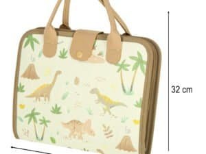 1. Geantă de jucării pentru copii, design cu dinozauri și jungle, dimensiuni compacte.