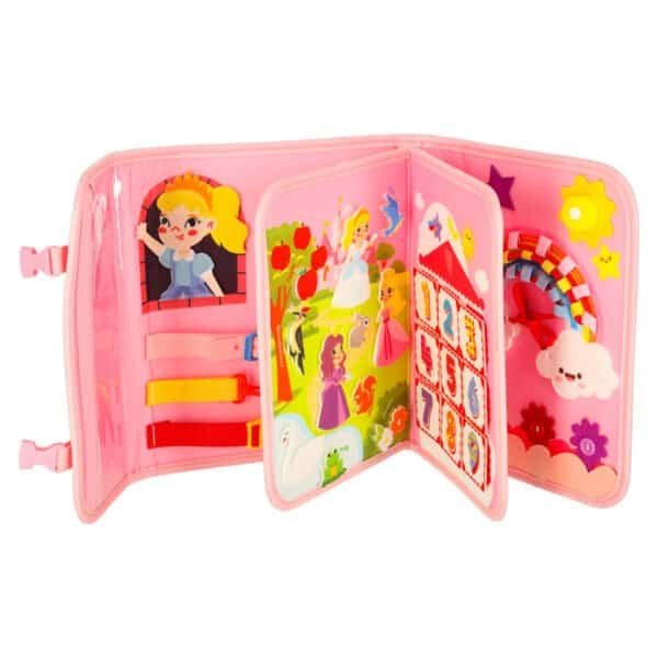 Sensorial senzorial montessori manipulativ bord caz rucsac roz - imagine 7