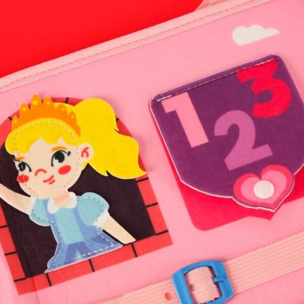 Sensorial senzorial montessori manipulativ bord caz rucsac roz - imagine 19