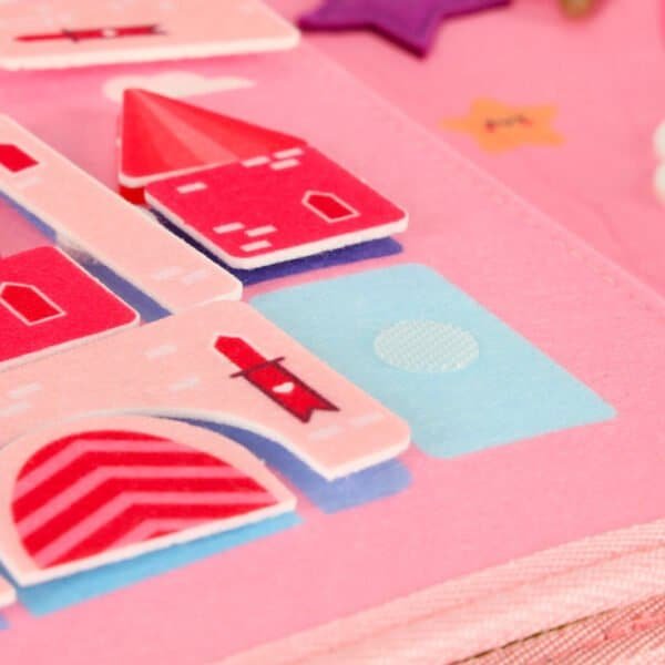 Sensorial senzorial montessori manipulativ bord caz rucsac roz - imagine 21