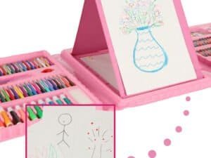 Colorat asistent pentru copii, set de creioane pastel, jucarie educativa, cutie rose, activitate creativă pentru micuți.