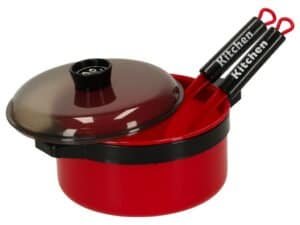 Jucarie de bucatarie pentru copii, set cu oală și ustensile, ideal pentru joacă și dezvoltare creativă.