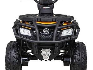 1. Jucărie electrică pentru copii ATV negru și galben, divertisment în aer liber.