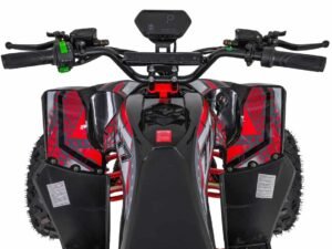 1. Muncă de ATV pentru copii, culoare negru și roșu, perfectă pentru joacă în aer liber.