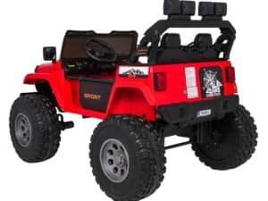Jucarie electrica SUV off-road pentru copii, culoare rosie, imita un ATV de teren robust.