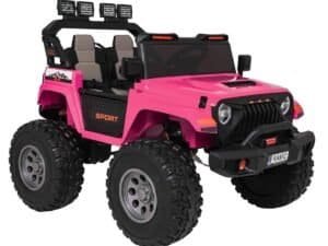 1. Mașinuță electrică pentru copii, model off-road, roz, 4x4, 2 locuri, sigură și distractivă.