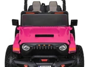 1. Mașinuță electrică pentru copii, model off-road, roz și negru, perfectă pentru joacă și aventură.