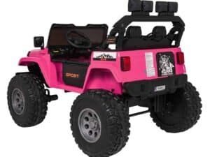 Mașină electrică pentru copii roz, jucărie off-road, ideală pentru aventuri în curte.