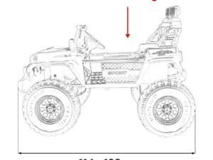 1. Mașinuță electrică pentru copii, 60 kg, dimensiuni 114-128 cm, ideală pentru joacă în siguranță.