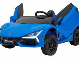 Mașină electrică pentru copii, model super sportiv, albastru și sigură pentru joacă.