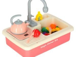 Jucarie bucatarie pentru copii, lighean, oală și fructe din plastic, jucarii pentru joaca creativă.