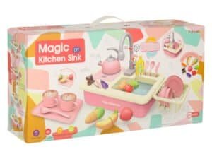 Jucărie bucătărie de jucărie pentru copii, set de mese, veselă și accesorii pentru joacă creativă.