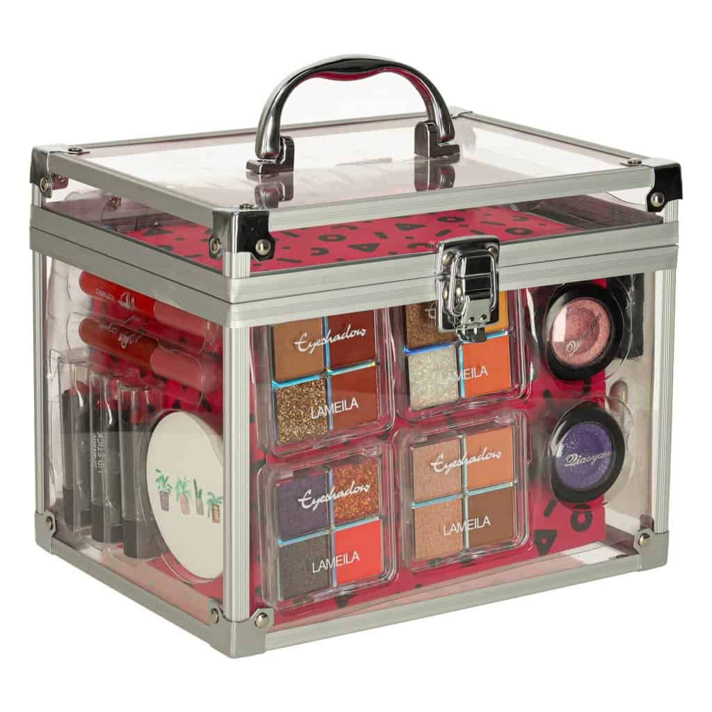 1. Cutie de depozitare pentru accesorii de machiaj și beauty, transparentă și practică.