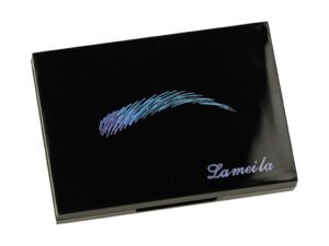 Lentilă de machiaj pentru ochi, in cutie neagră cu model de arc în nuanțe albastre, personalizată La merla.