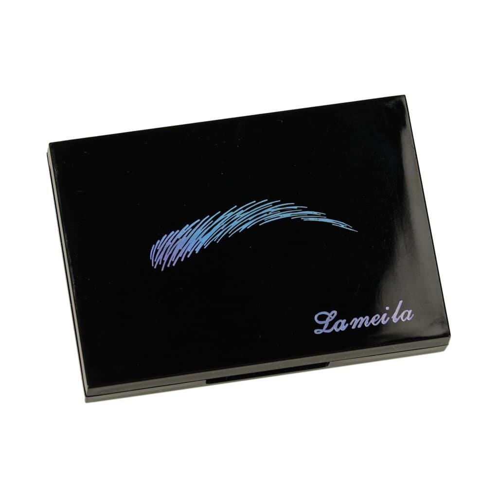 Lentilă de machiaj pentru ochi, in cutie neagră cu model de arc în nuanțe albastre, personalizată La merla.