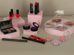 Creio că această imagine reprezintă o scenă cu produse de machiaj de jucărie, perfectă pentru joacă și dezvoltarea creativității.