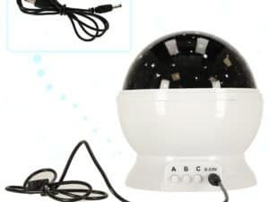 Lampa proiector pentru camera copiilor cu efect stele și muzică relaxantă.